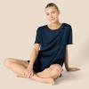 imageAmazon Essentials Womens Satin Short Sleeve TShirt and Short Sleepwear SetNavy