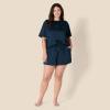 imageAmazon Essentials Womens Satin Short Sleeve TShirt and Short Sleepwear SetNavy