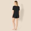 imageAmazon Essentials Womens Satin Short Sleeve VNeck TShirt and Short Sleepwear SetBlack