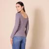 imageAmazon Essentials Womens Scoop Back Long Sleeve SlimFit RibKnit TShirt Pack of 2GreyBlack