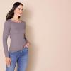 imageAmazon Essentials Womens Scoop Back Long Sleeve SlimFit RibKnit TShirt Pack of 2GreyBlack