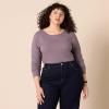 imageAmazon Essentials Womens Scoop Back Long Sleeve SlimFit RibKnit TShirt Pack of 2GreyBlack