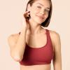 imageAmazon Essentials Womens Scoop Neck Swim Crop TopBrick Red