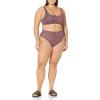 imageAmazon Essentials Womens Scoop Neck Swim Crop TopBrick Red Leopard