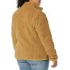 imageAmazon Essentials Womens Sherpa LongSleeve Mock Neck FullZip Jacket with Woven Trim Available in Plus SizeCamel Neon Yellow Color Block