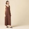 imageAmazon Essentials Womens SideSlit Jersey VNeck Maxi Length DressDark Toffee Brown Animal Print