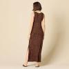 imageAmazon Essentials Womens SideSlit Jersey VNeck Maxi Length DressDark Toffee Brown Animal Print