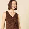 imageAmazon Essentials Womens SideSlit Jersey VNeck Maxi Length DressDark Toffee Brown Animal Print