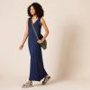 imageAmazon Essentials Womens SideSlit Jersey VNeck Maxi Length DressNavy