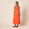 imageAmazon Essentials Womens SideSlit Jersey VNeck Maxi Length DressTomato Red