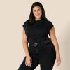 imageAmazon Essentials Womens SlimFit ExtendedSleeve Ruched Matte Jersey Top Skirt Sold SeparatelyBlack