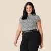 imageAmazon Essentials Womens SlimFit ExtendedSleeve Ruched Matte Jersey Top Skirt Sold SeparatelyBlack Ivory Geometric
