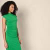 imageAmazon Essentials Womens SlimFit ExtendedSleeve Ruched Matte Jersey Top Skirt Sold SeparatelyEmerald Green
