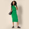 imageAmazon Essentials Womens SlimFit ExtendedSleeve Ruched Matte Jersey Top Skirt Sold SeparatelyEmerald Green