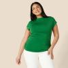 imageAmazon Essentials Womens SlimFit ExtendedSleeve Ruched Matte Jersey Top Skirt Sold SeparatelyEmerald Green