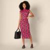 imageAmazon Essentials Womens SlimFit ExtendedSleeve Ruched Matte Jersey Top Skirt Sold SeparatelyHot Pink Leafy Floral Ditsy