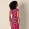 imageAmazon Essentials Womens SlimFit ExtendedSleeve Ruched Matte Jersey Top Skirt Sold SeparatelyHot Pink Leafy Floral Ditsy