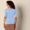 imageAmazon Essentials Womens SlimFit Half Sleeve Square Neck TShirtBlue