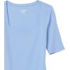 imageAmazon Essentials Womens SlimFit Half Sleeve Square Neck TShirtBlue