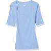 imageAmazon Essentials Womens SlimFit Half Sleeve Square Neck TShirtBlue