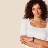 imageAmazon Essentials Womens SlimFit Half Sleeve Square Neck TShirtBright White