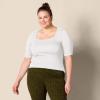 imageAmazon Essentials Womens SlimFit Half Sleeve Square Neck TShirtBright White