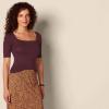 imageAmazon Essentials Womens SlimFit Half Sleeve Square Neck TShirtBurgundy