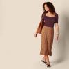 imageAmazon Essentials Womens SlimFit Half Sleeve Square Neck TShirtBurgundy