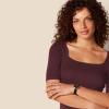 imageAmazon Essentials Womens SlimFit Half Sleeve Square Neck TShirtBurgundy