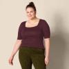 imageAmazon Essentials Womens SlimFit Half Sleeve Square Neck TShirtBurgundy