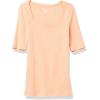 imageAmazon Essentials Womens SlimFit Half Sleeve Square Neck TShirtCoral Orange
