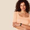 imageAmazon Essentials Womens SlimFit Half Sleeve Square Neck TShirtCoral Orange