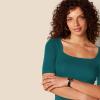 imageAmazon Essentials Womens SlimFit Half Sleeve Square Neck TShirtDark Green