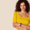 imageAmazon Essentials Womens SlimFit Half Sleeve Square Neck TShirtDark Yellow