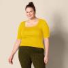 imageAmazon Essentials Womens SlimFit Half Sleeve Square Neck TShirtDark Yellow