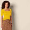 imageAmazon Essentials Womens SlimFit Half Sleeve Square Neck TShirtDark Yellow