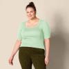 imageAmazon Essentials Womens SlimFit Half Sleeve Square Neck TShirtGreen