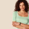 imageAmazon Essentials Womens SlimFit Half Sleeve Square Neck TShirtGreen