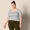imageAmazon Essentials Womens SlimFit Half Sleeve Square Neck TShirtLight Grey Heather