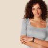 imageAmazon Essentials Womens SlimFit Half Sleeve Square Neck TShirtLight Grey Heather