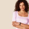 imageAmazon Essentials Womens SlimFit Half Sleeve Square Neck TShirtLight Pink