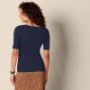 imageAmazon Essentials Womens SlimFit Half Sleeve Square Neck TShirtNavy