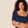 imageAmazon Essentials Womens SlimFit Half Sleeve Square Neck TShirtNavy