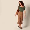 imageAmazon Essentials Womens SlimFit Half Sleeve Square Neck TShirtOlive
