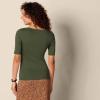 imageAmazon Essentials Womens SlimFit Half Sleeve Square Neck TShirtOlive