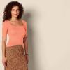 imageAmazon Essentials Womens SlimFit Half Sleeve Square Neck TShirtRust Orange