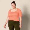 imageAmazon Essentials Womens SlimFit Half Sleeve Square Neck TShirtRust Orange