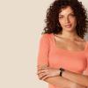 imageAmazon Essentials Womens SlimFit Half Sleeve Square Neck TShirtRust Orange
