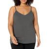 imageAmazon Essentials Womens SlimFit Knit VNeck Layering Cami Available in Plus Size Pack of 4BlackCharcoal HeatherLight Grey HeatherWhite