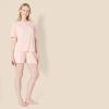 imageAmazon Essentials Womens Soft Cotton Blend Short Sleeve TShirt and Short Sleepwear SetLight Pink
